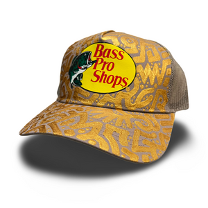 Gray Sky Bass Pro Shop Snapback w/ Gold Textile