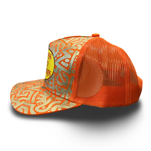 Sunset Orange Pro Shop Snapback w/ Light Gold Textile
