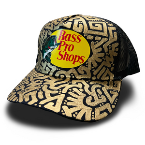 Navy Bass Pro Shop Snapback w/ Light Gold Textile