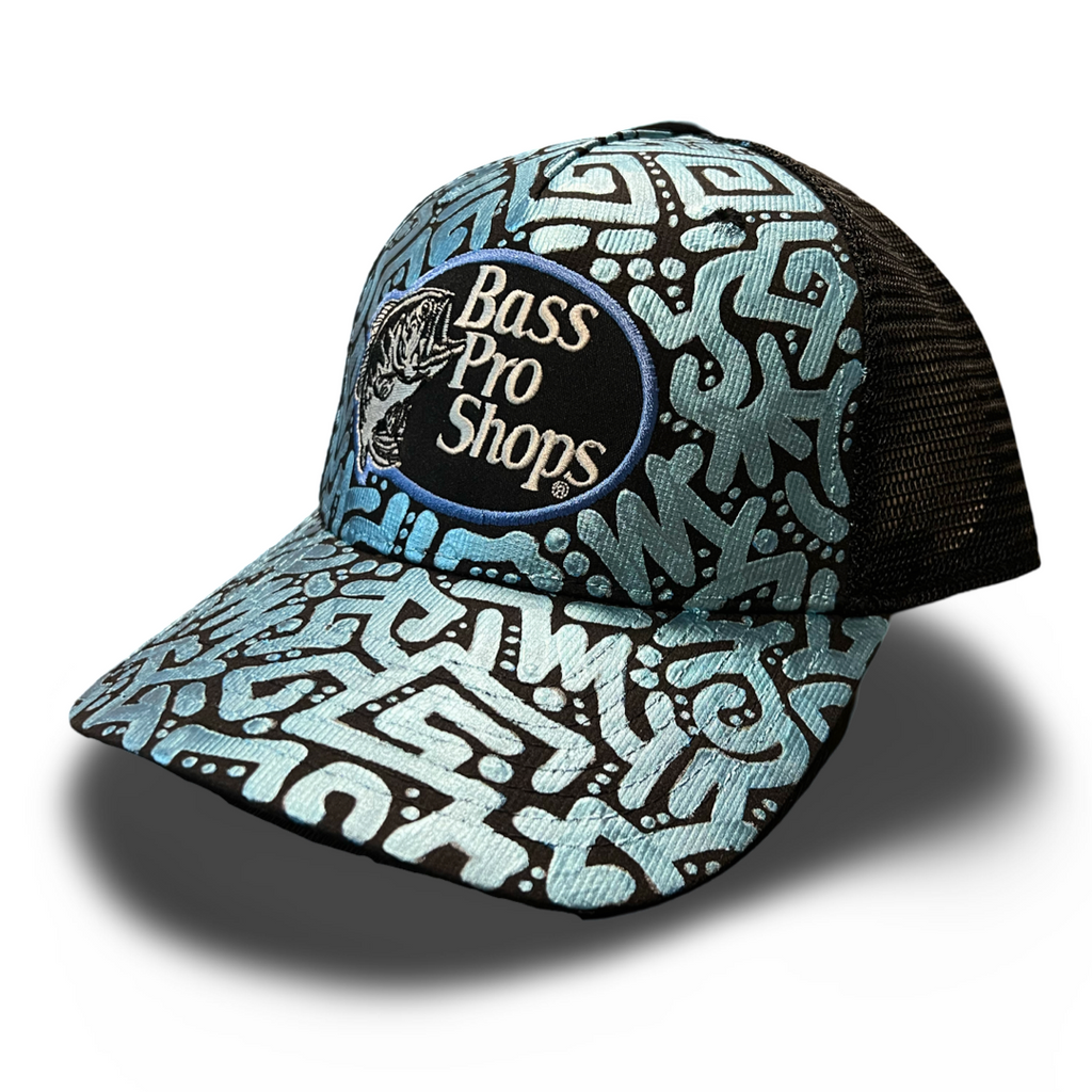 Black Bass Pro Shop Snapback w/ Metallic Blue Textile