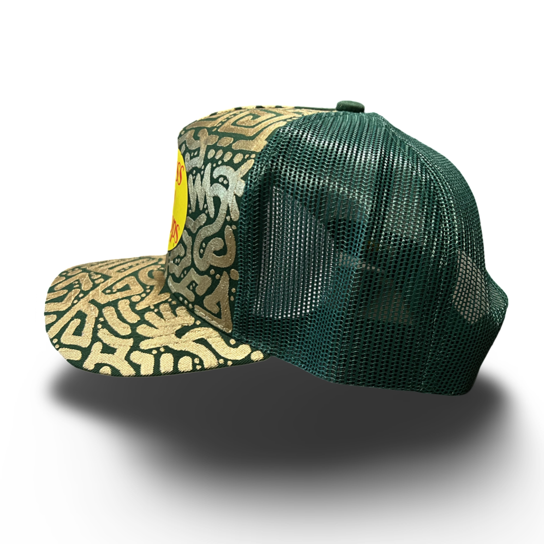 Dark Green Bass Pro Shop Snapback w/ Light Gold Textile