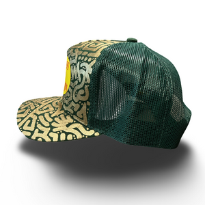 Dark Green Bass Pro Shop Snapback w/ Light Gold Textile