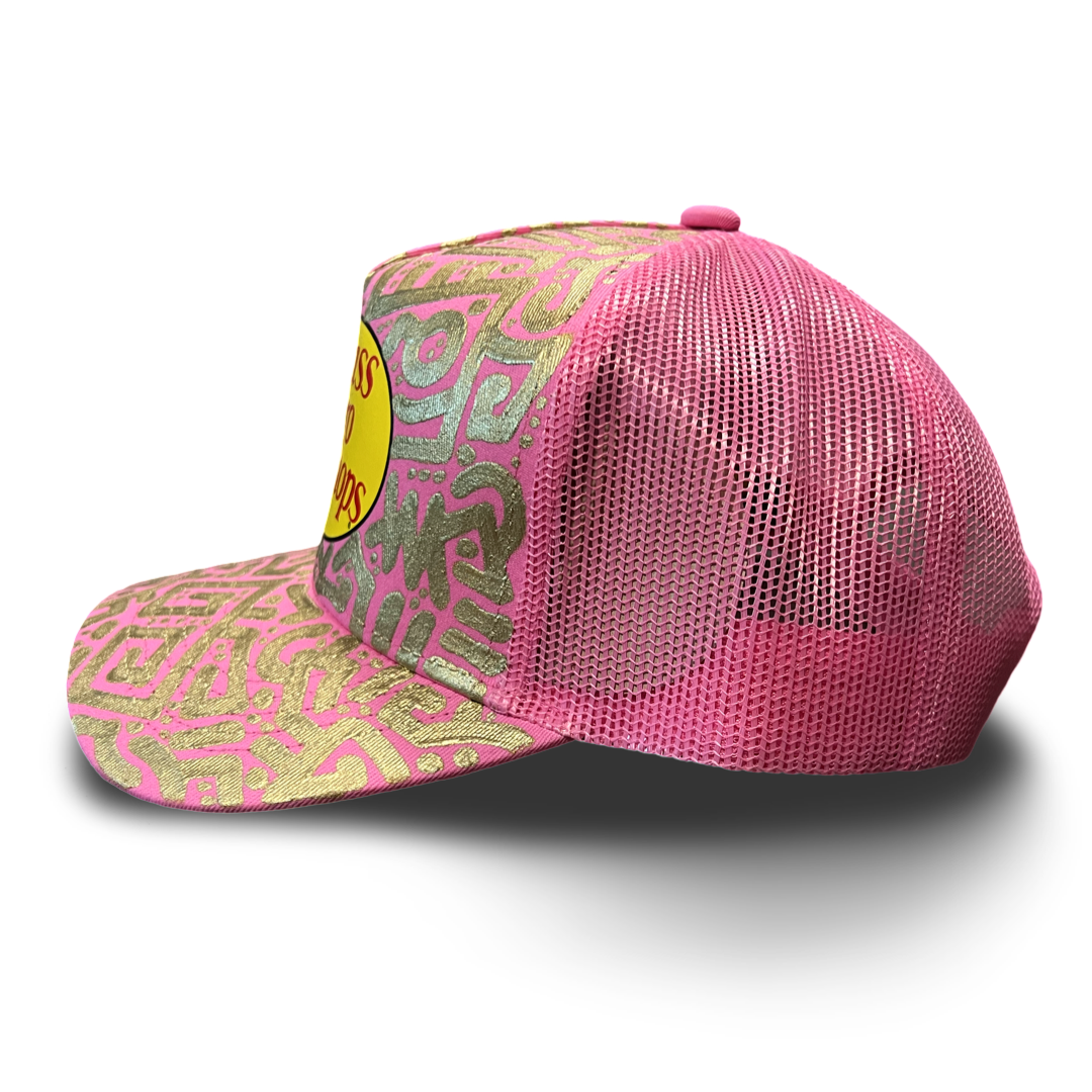 Pink Bass Pro Shop Snapback w/ Light Gold Textile