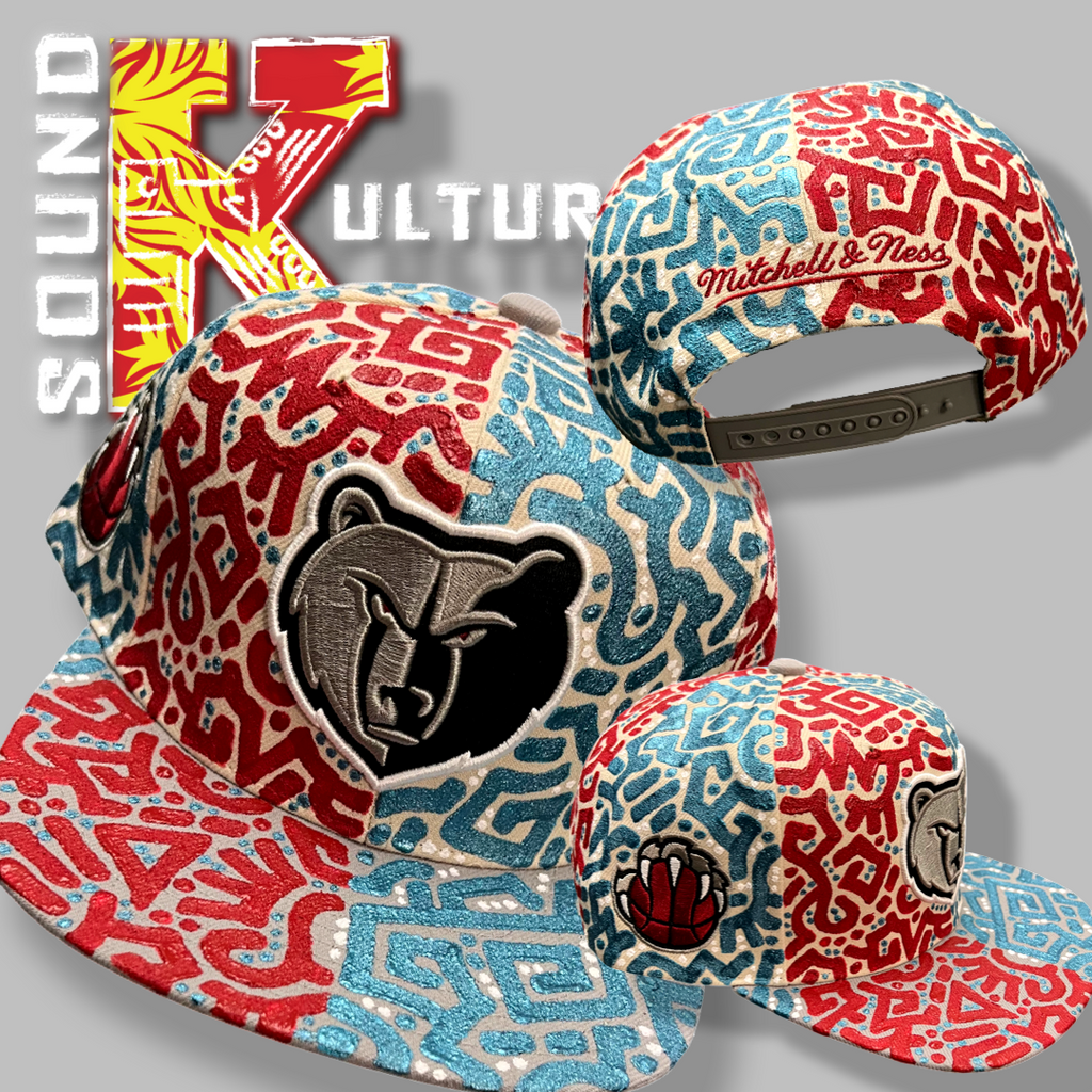 Cream/Grey Memphis Grizzlies Snapback w/ Warrior Red & Metallic Teal Textile